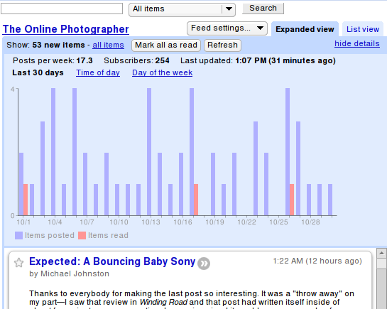 More blog details from Google Reader