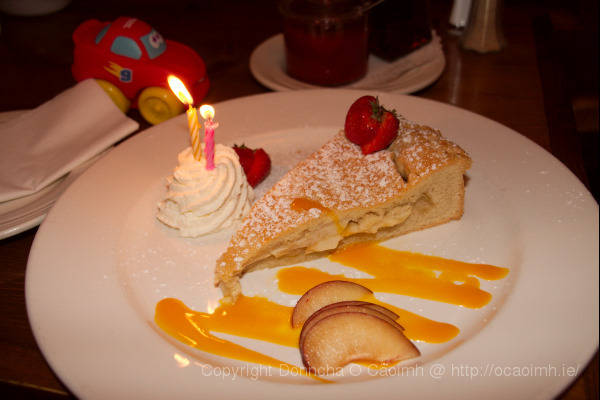 2 candles and an apple pie