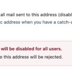 Screenshot from Fastmail showing an email alias is disabled.